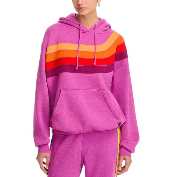 AVIATOR NATION Wave Pullover Hoodie in Magenta XS - Picture 2 of 12